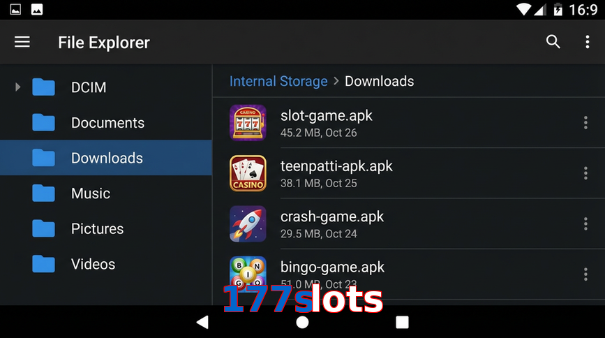 Main screen of 177Slots gameapk page for PK players